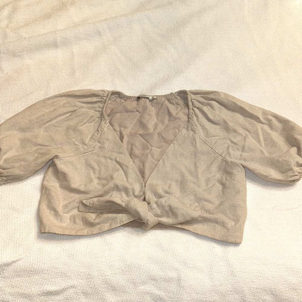 Abercrombie Linen Blend Tie Front Top